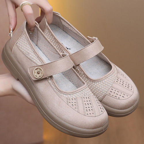 老北京布鞋女网鞋夏季透气网面老人鞋中老年人软底防滑妈妈休闲鞋