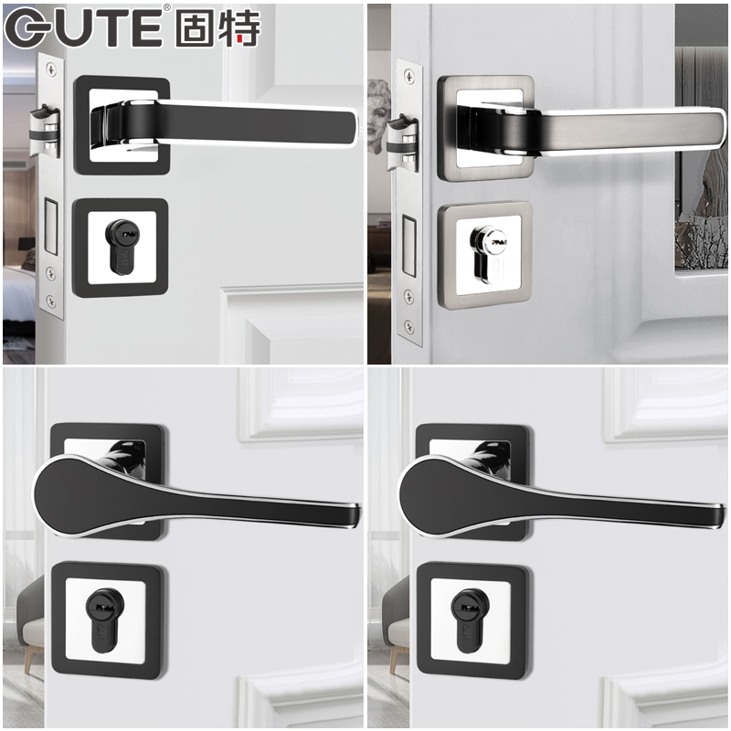 固特黑色静音美式房间家用分体锁