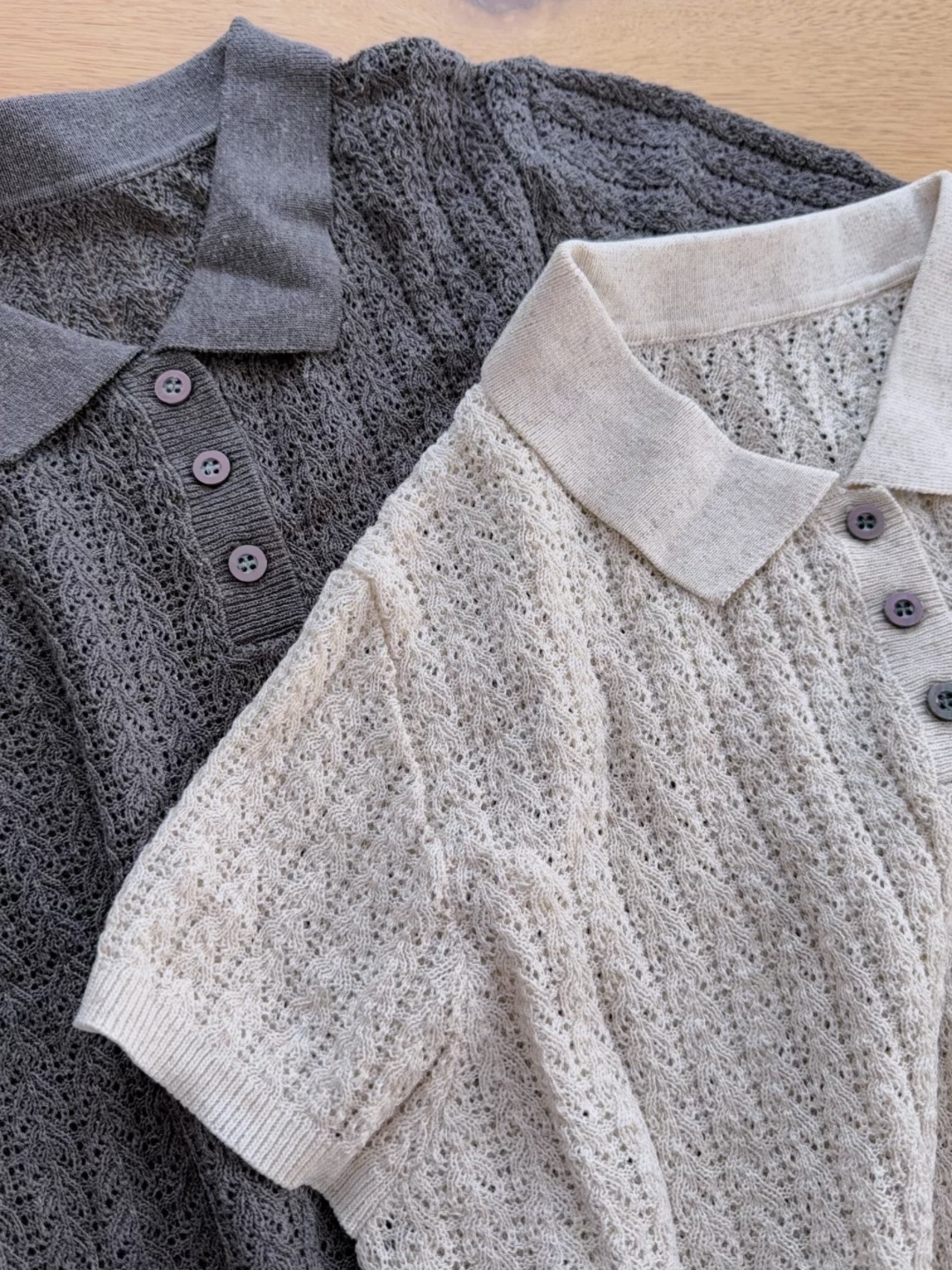 26207韩系新款翻领针织镂空时尚短袖套头衫针织衫