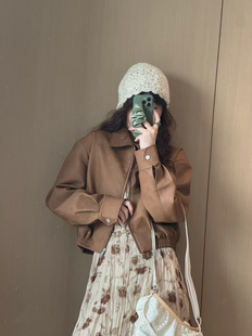 6578韩系早春新款宽松休闲百搭皮衣外套女短款夹克上衣