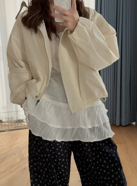 62w518新韩系早春新款下摆抽绳小立玲纯色轻薄简单款磁吸扣外套