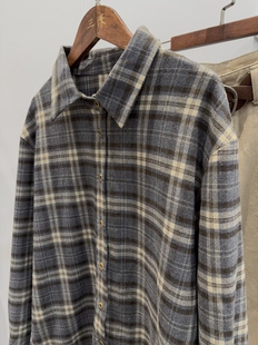 外套女 女宽松显瘦百搭翻领宽松版 5388韩系秋冬新品 磨毛格子衬衫