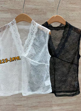 66223-1春夏新款韩版甜美v领蕾丝小背心百搭可盐女神俏皮蕾丝打底