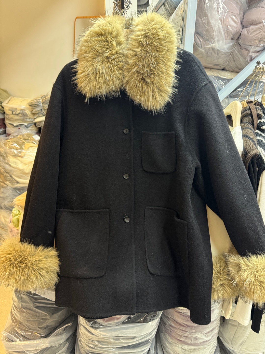 2884新品韩系狐狸毛领可脱卸呢子外套女冬季新款小个子羊毛呢大衣