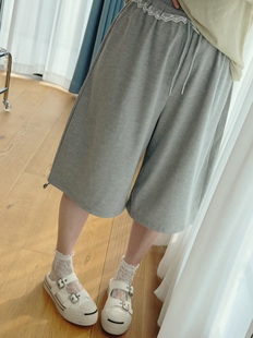 时尚 S6261韩系新品 蕾丝拼接休闲短裤 女夏季 高腰休闲百搭五分裤