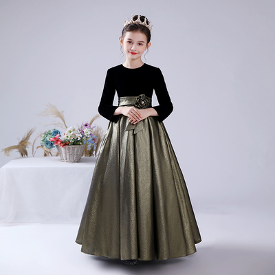 儿童礼服裙冬季新款女大童礼服小提琴表演礼服中学生团体表演服装