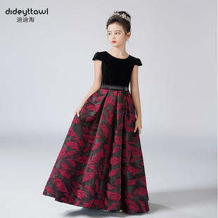 迪迪淘儿童钢琴演奏礼服优雅女童主持人演出服学生演讲表演礼服