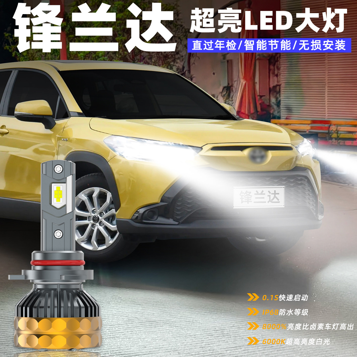 适用22-26款丰田锋兰达LED大灯23远近一体超亮9012车灯24配件改装