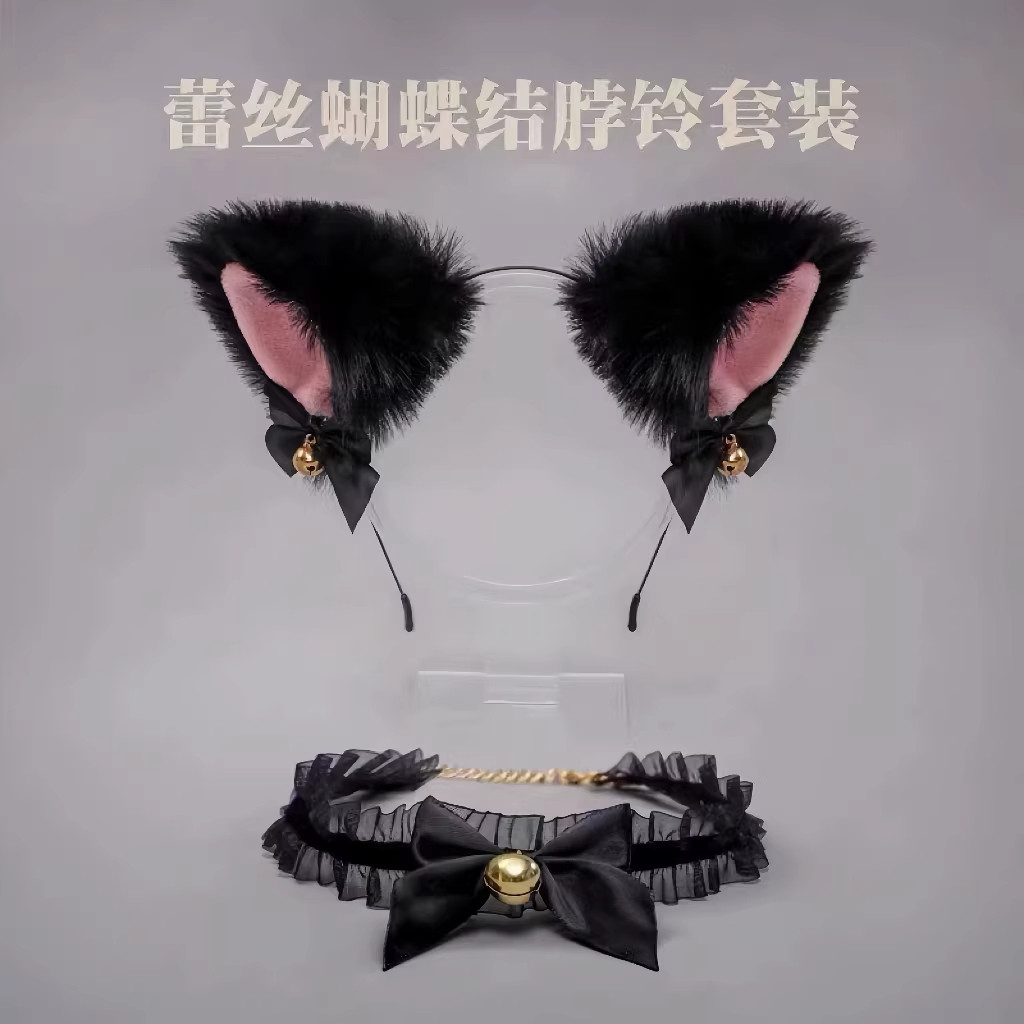 Puppy*猫咪女仆蕾丝铃铛项圈女颈带手环choker猫耳朵cos纯欲配饰图片