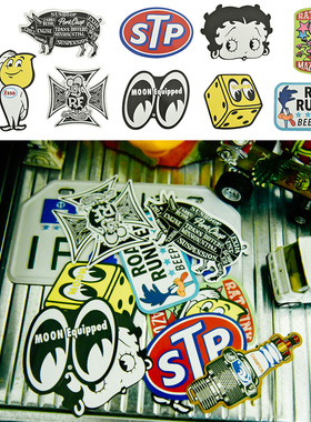 mooneyes rat fink pork chop美式复古机车软磁冰箱贴