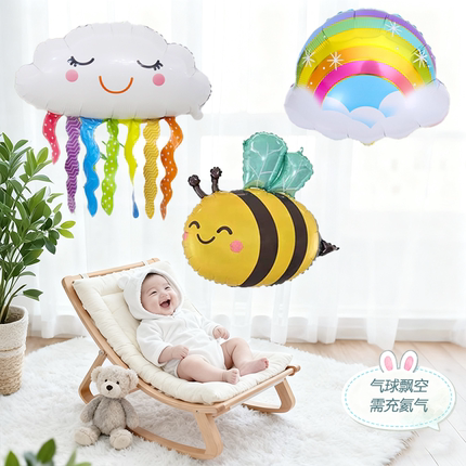 婴儿绑腿飘空氦气球儿童无毒无味云朵蜜蜂造型追视生日拍照玩具