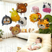 卡通动物铝膜飘空气球婴儿月龄追视玩具宝宝绑腿拍照道具安全无毒