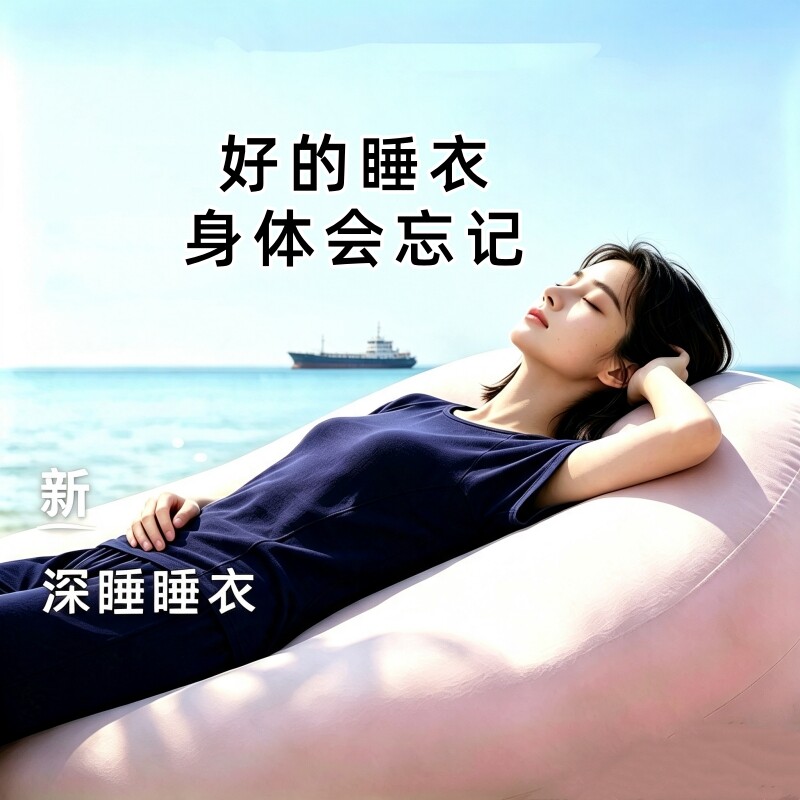 莫代尔深睡无感睡衣深睡男女款四季可穿长袖短袖长裤的家居服套装