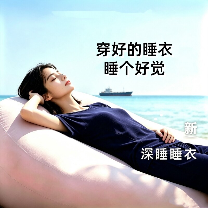 莫代尔深睡无感睡衣深睡女款四季长袖短袖适合春夏秋冬家居服套装