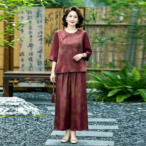 中老年夏季时尚高雅洋气大码休闲