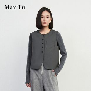 Tu女装 西装 2025年春秋新款 休闲通勤显瘦无袖 马甲背心 宽松大码 Max