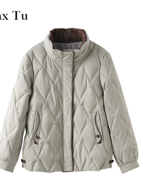Max Tu女装2025年冬新款宽松大码保暖外套时尚休闲连帽羽绒服