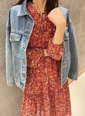 Max Tu新品长袖荷叶领细带子宽松连衣裙821-b 801-798-798