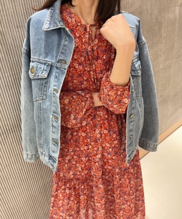 Max Tu新品长袖荷叶领细带子宽松连衣裙821-b 801-798-798