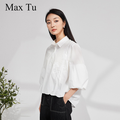 7分袖棉衬衫MaxTu原创设计宽松