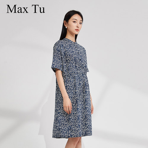 MaxTu夏全棉短袖连衣裙