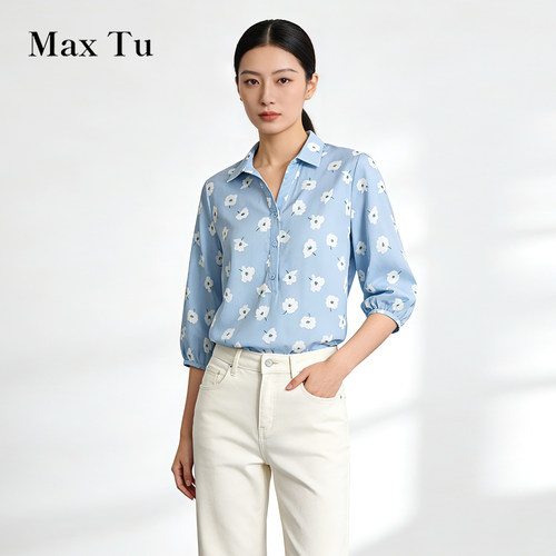 MaxTu女装全棉印花宽松衬衫
