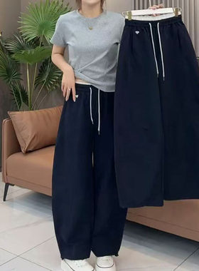 2026爆款藏蓝高腰显瘦直筒裤女