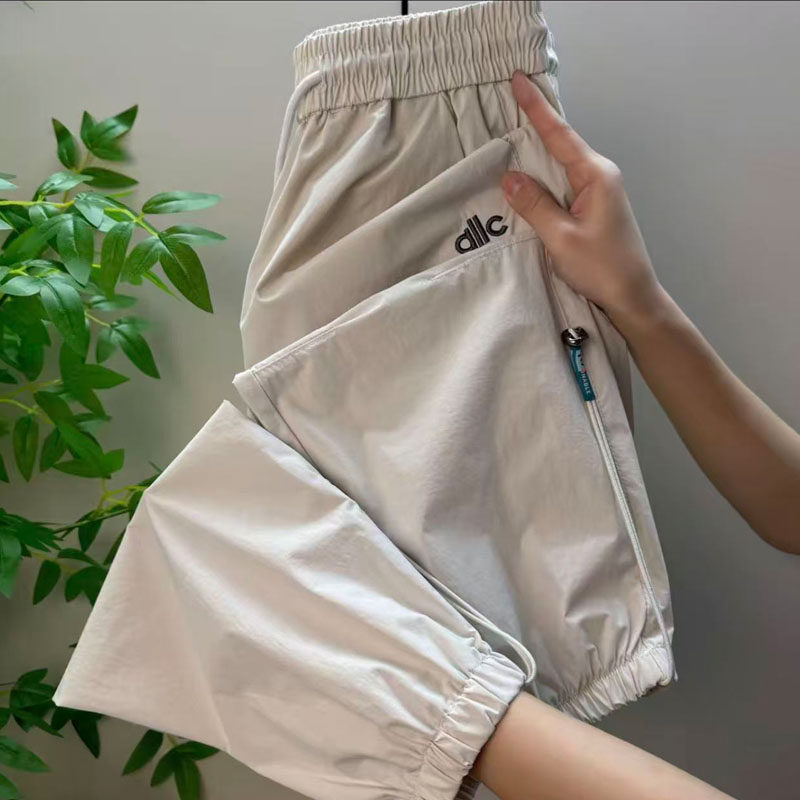 夏季女高腰九分哈伦工装裤显瘦