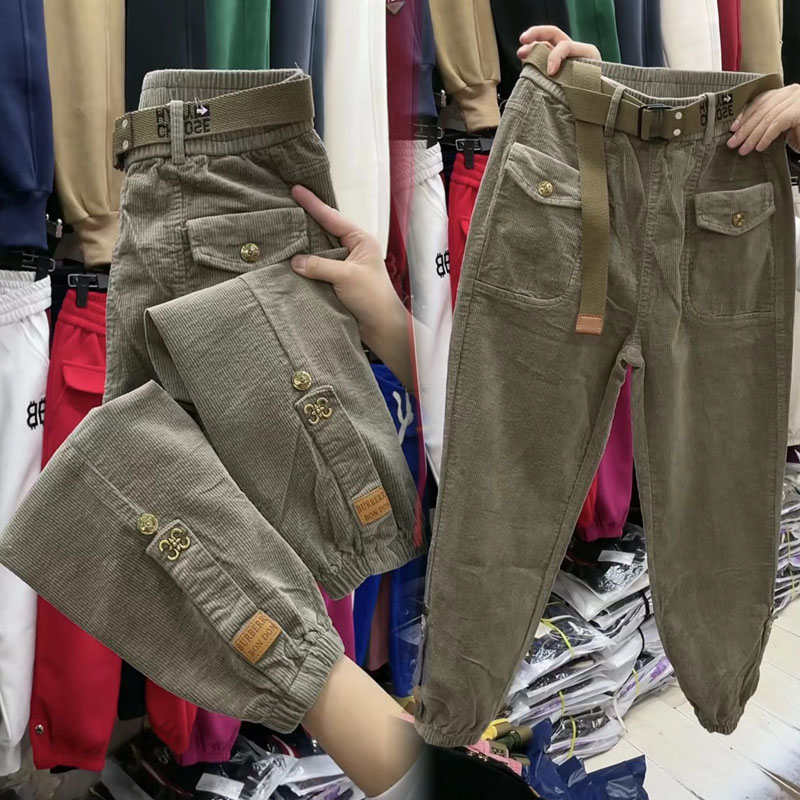 高腰显瘦百搭加绒加厚工装裤