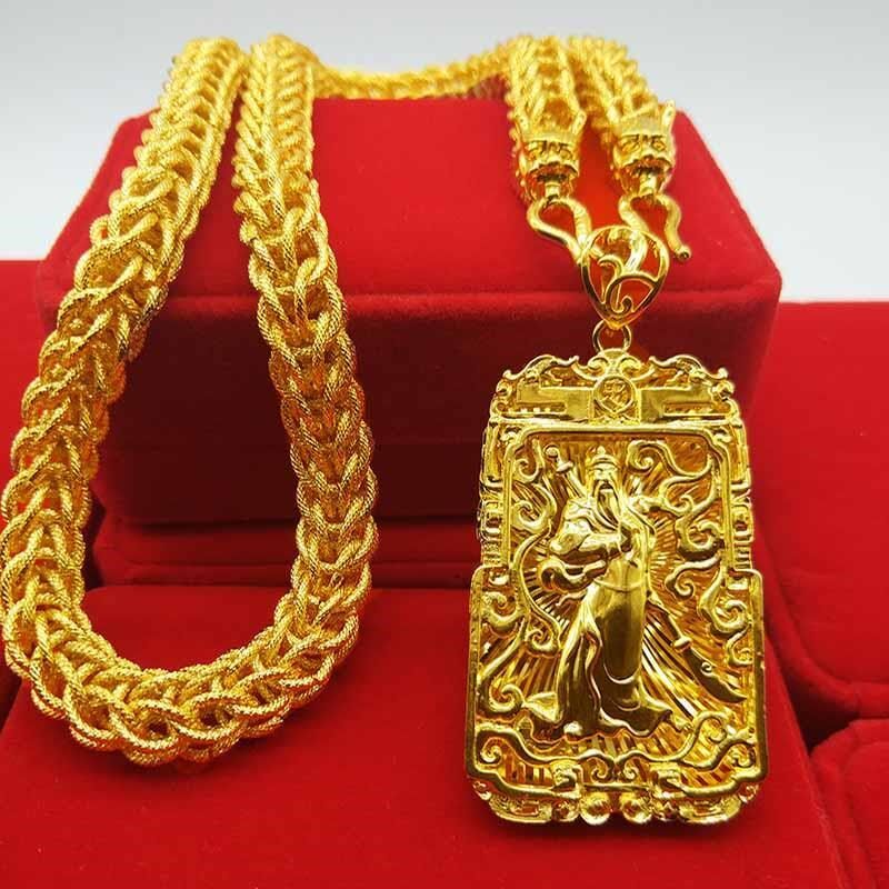雅梦缇镀24k越南沙金项链男士龙头仿真大金链子吊坠泰国霸气