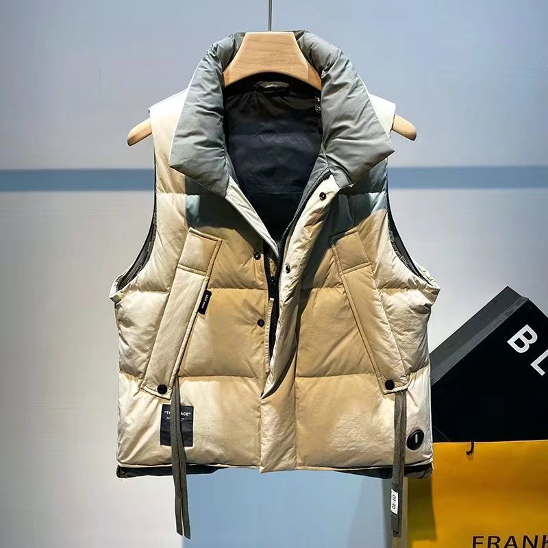 专柜品质户外休闲无袖棉服男外套2024冬季新款时尚简约立领马甲男