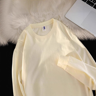 百搭ins潮流新款 宽松百搭休闲打底衫 T恤男女秋季 260G纯色重磅长袖