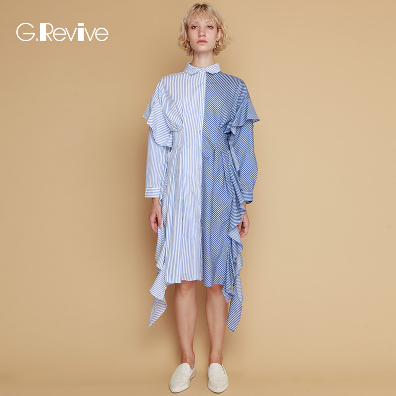 G£®ReviveÅ®×°2018Ïļ¾Ð¿î³ÄÉÀȹ¸öÐÔײɫºÉÒ¶±ßÌõÎÆÁ¬ÒÂȹ³±