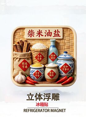 【柴米油盐】立体树脂浮雕冰箱贴创意纪念品个性装饰品高级磁吸式