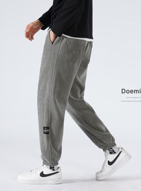 雪尼尔灯芯绒休闲裤男士春秋款宽松运动裤男长裤冬季加绒加厚卫裤