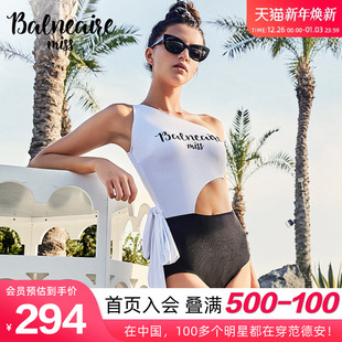 BE范德安联名时尚 单肩三角连体泳衣女性感俏皮温泉沙滩度假游泳衣