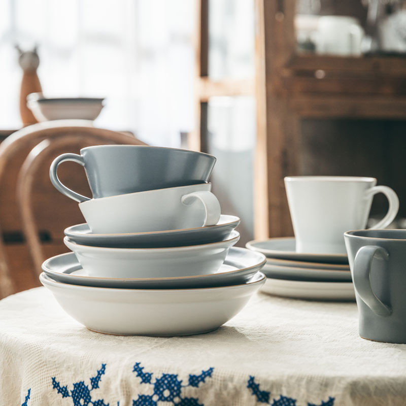 樱上花札日式哑光盘子陶瓷西餐盘沙拉碗碟套装早餐杯碗盘家用碟子,餐饮具,盘,淘宝优惠券,粉丝福利购,淘宝优惠卷