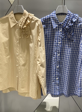 不退换全韩百货LUCKYCHOUETTE韩代25秋休闲衬衫LFSA-W25820 5J01