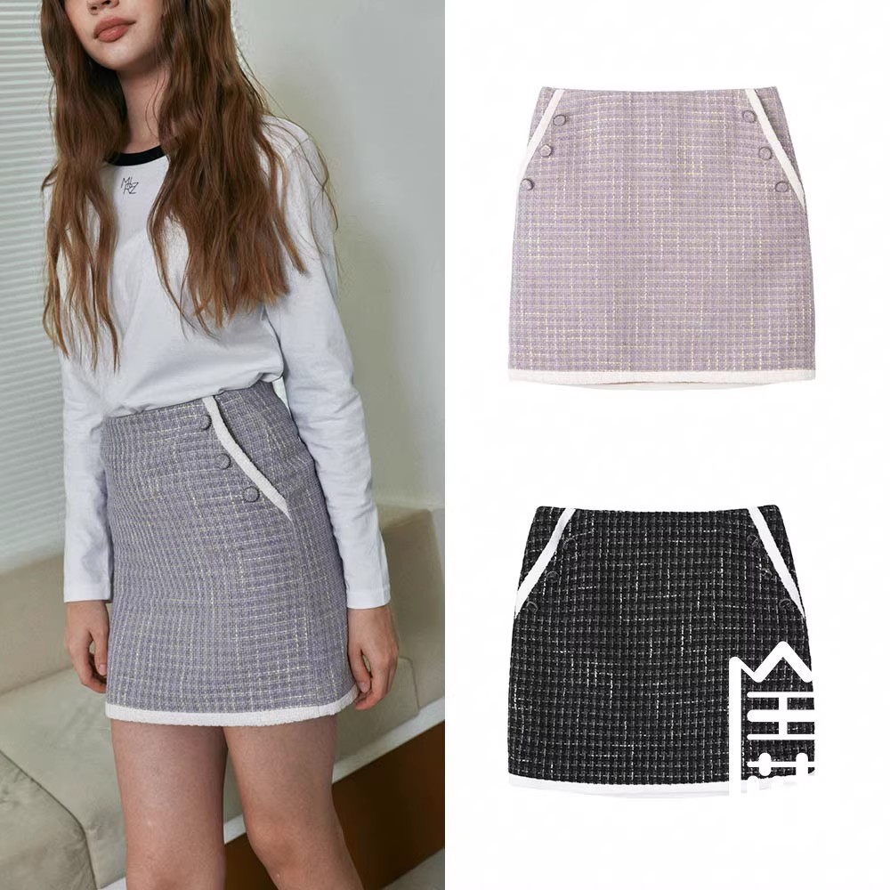 不退换全韩 MARILUZ 韩国代购 2025秋时尚半身裙 ML1ASK03 5K10