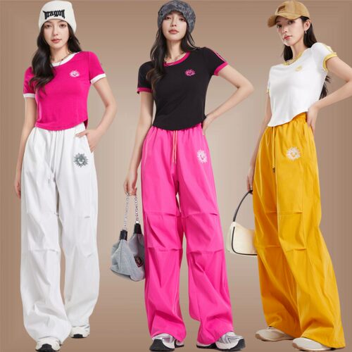 杨丽萍广场舞运动服装新款套装棉质短袖跳舞衣服曳步舞宽松伞兵裤