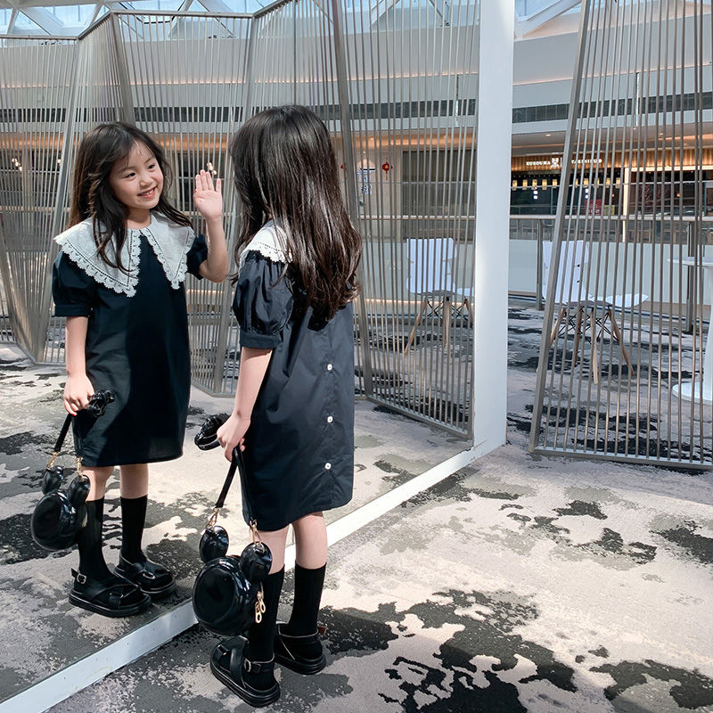 洋气法式大翻领母女款连衣裙亲子装2025夏季新款母女装女童裙子棉