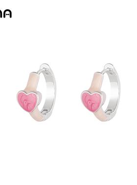 ONA奶油色爱心圈圈耳环可爱少女感吊坠2025年新款潮甜美耳饰品