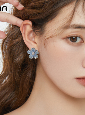 ona小清新花朵耳环女小众设计高级感耳坠春夏少女感甜美银针耳饰