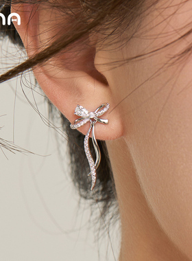 ona蝴蝶结耳环女气质高级感耳坠2025新款小众设计感精致耳钉耳饰