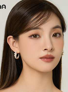 ona人造珍珠轻奢气质高级感耳环女小众设计甜美耳坠925银针耳饰品