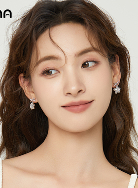 ONA花朵蝴蝶结耳环女小众设计高级感耳坠甜美少女感925银针耳饰品