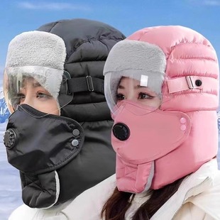 冬季 防风寒面罩加绒加厚骑行保暖防寒冬天冷帽男雷锋帽