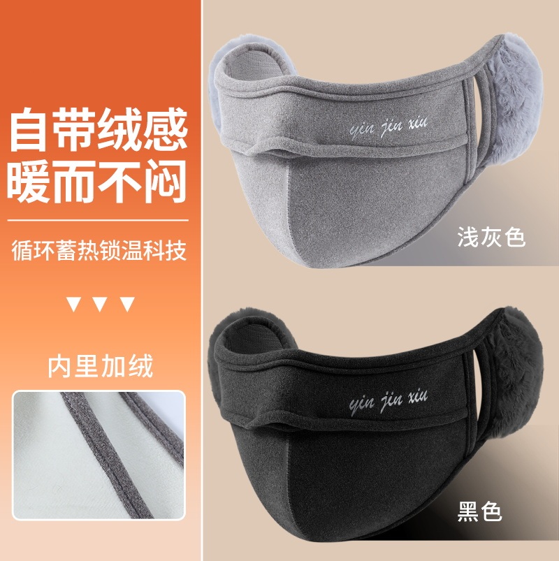 毛绒口罩女士秋冬季加绒保暖东北玩雪骑行防风护耳面罩耳罩男