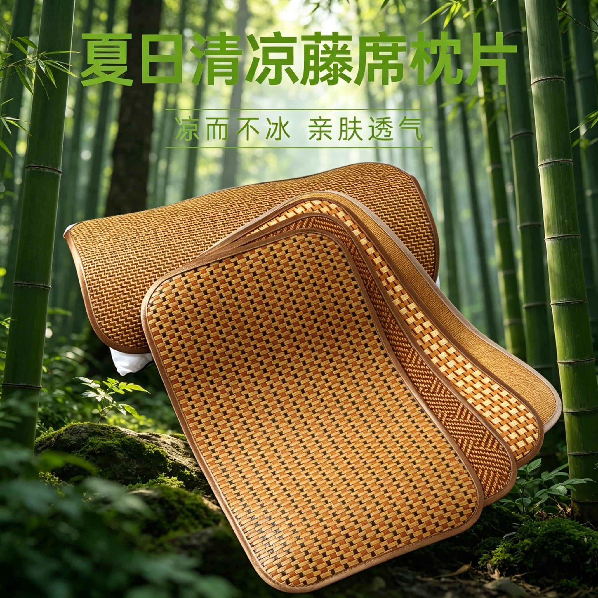 夏季枕片凉席枕头皮藤席枕套一对成人枕头套草席儿童单个枕席夏天