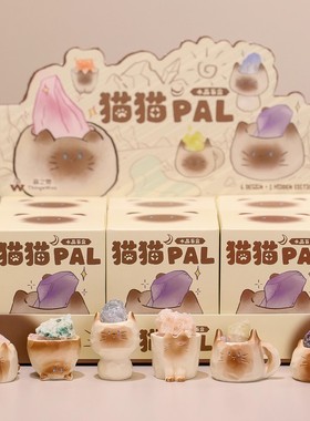 猫猫水晶盲盒摆件潮玩办公室工位解压治愈公仔礼物